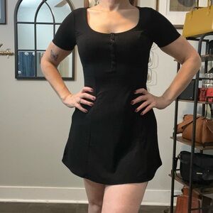 Vans Black Mini Dress with Button Detail
